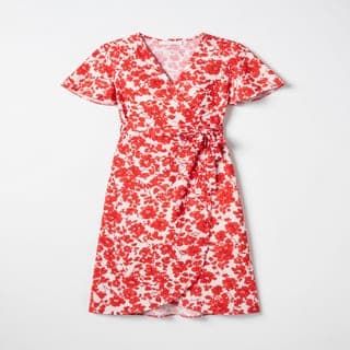floral wrap midi dress